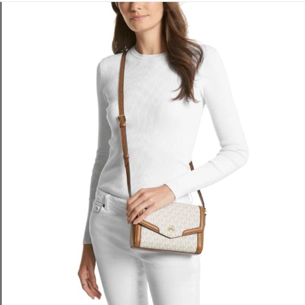 Michael Kors Freya Vanilla Crossbody Signature Logo Bag NWT